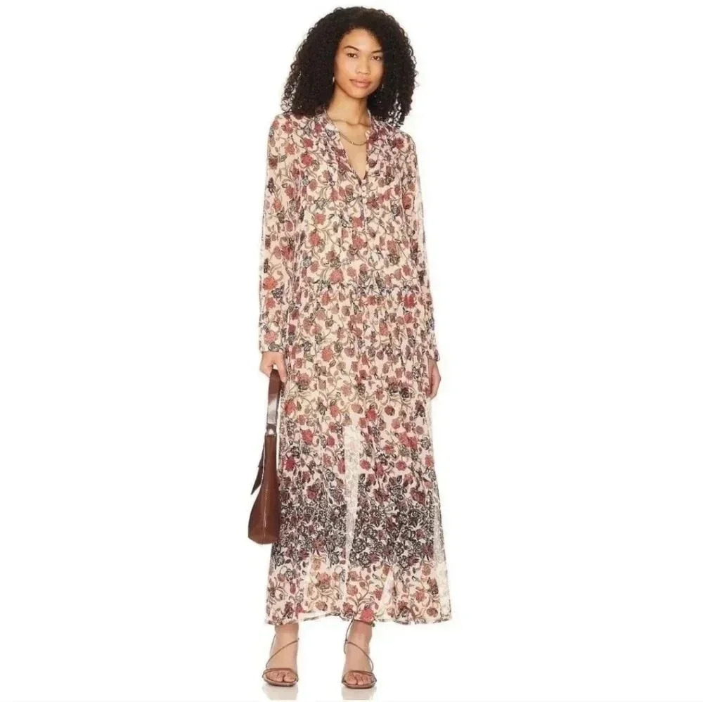 Free People See It Through Flo in Tea Combo Floral Maxi Dress (XS)NWT - Picture 2 of 14